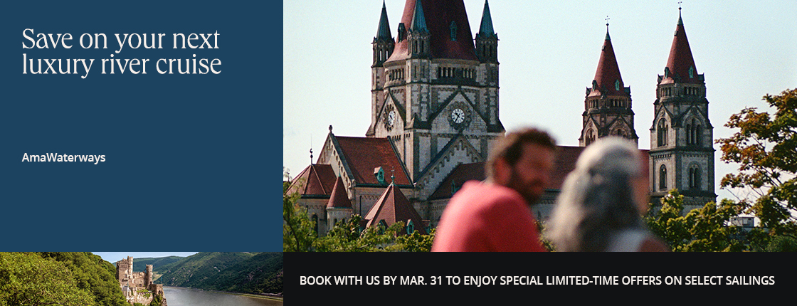 Save on your next luxury river cruise with AmaWaterways. Book with us by 3/31 to enjoy special limited-time offers on select sailings.