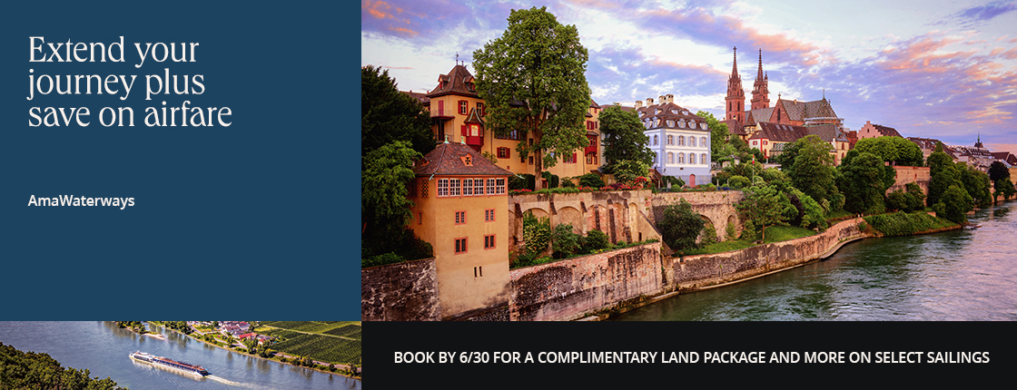 Extend your journey plus save on airfare with AmaWaterways. Book by 6/30 for a complimentary land package and more on select sailings.